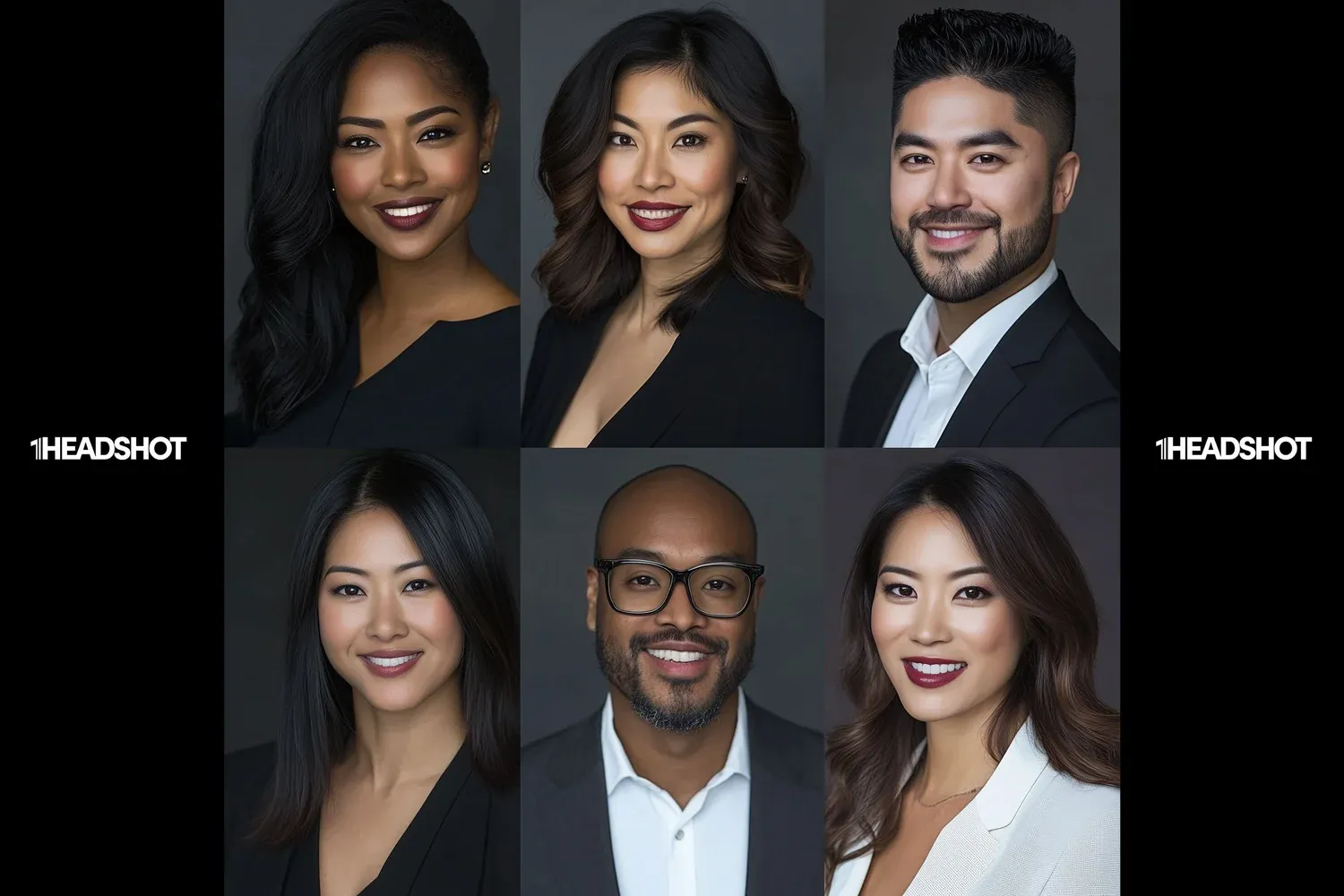 Corporate and creative professionals in cohesive headshot portraits for team page, photographed in Marina Del Rey studio